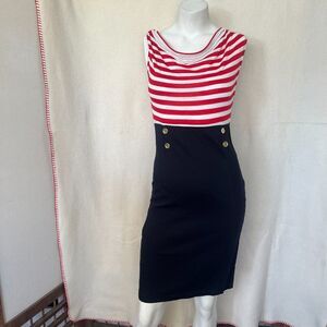Nautical-themed Sleeveless Wiggle Dress by Rock Steady